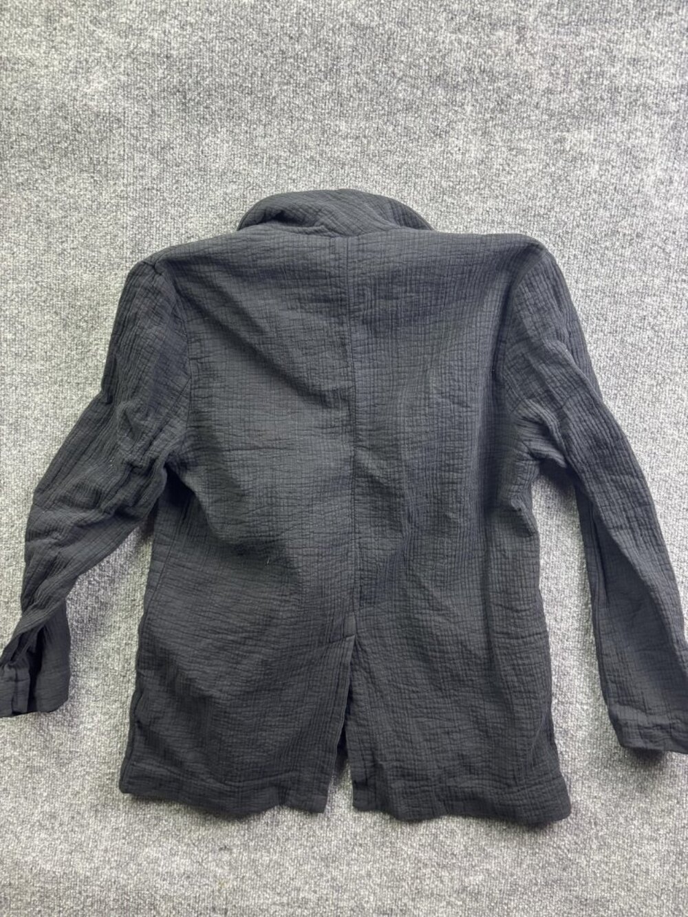 Free People Blazer Womens Small Black Textured Cotton Shawl Collar‎ Lined Jacket - Picture 7 of 7